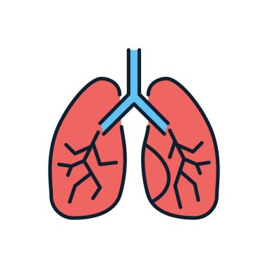 Akciğerlerle ilgili vektör simgesi. Akciğer işareti. Beyaz arka planda izole edilmiş. Düzenlenebilir vektör illüstrasyonu