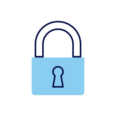 Asma kilit bağlantılı vektör simgesi. Beyaz arka planda izole edilmiş. Vektör illüstrasyonu