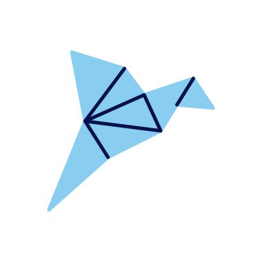 Origami Kuş ilgili vektör simgesi. Beyaz arka planda izole edilmiş. Vektör illüstrasyonu
