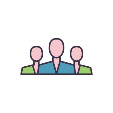 Takım çalışması bağlantılı vektör simgesi. Beyaz arka planda izole edilmiş. Vektör illüstrasyonu