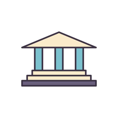 Bank Building ilgili vektör simgesi. Beyaz arka planda izole edilmiş. Vektör illüstrasyonu