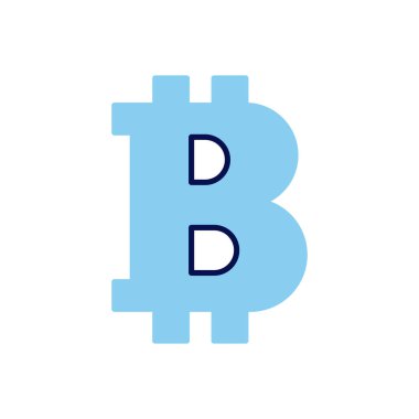 Bitcoin bağlantılı vektör simgesi. Beyaz arka planda izole edilmiş. Vektör illüstrasyonu