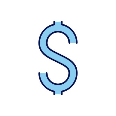 Dolar İşareti ile ilgili vektör simgesi. Beyaz arka planda izole edilmiş. Vektör illüstrasyonu