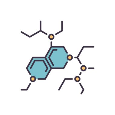 Molekül bağlantılı vektör simgesi. Molekül işareti. Beyaz arka planda izole edilmiş. Düzenlenebilir vektör illüstrasyonu