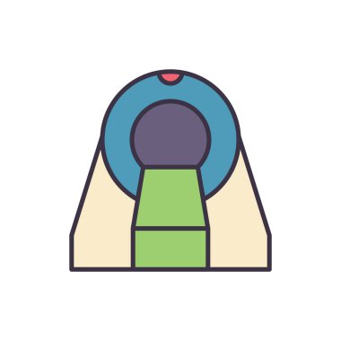 MRI bağlantılı vektör çizgisi simgesi. Beyaz arka planda izole edilmiş. Vektör çizimi. Düzenlenebilir vuruş