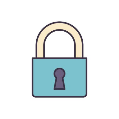 Asma kilit bağlantılı vektör simgesi. Beyaz arka planda izole edilmiş. Vektör illüstrasyonu