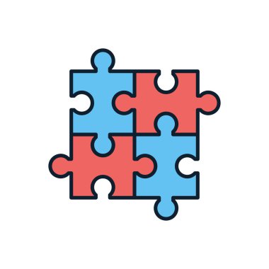 Bulmaca bağlantılı vektör simgesi. Beyaz arka planda izole edilmiş. Vektör illüstrasyonu