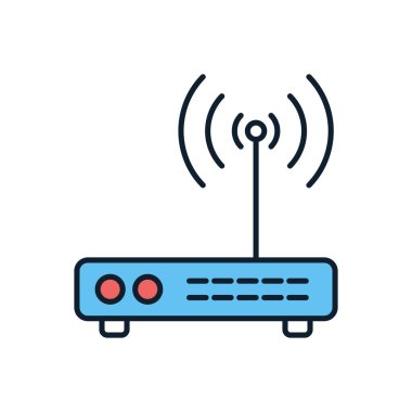 Yönlendiriciyle ilgili vektör simgesi. Beyaz arka planda izole edilmiş. Vektör illüstrasyonu