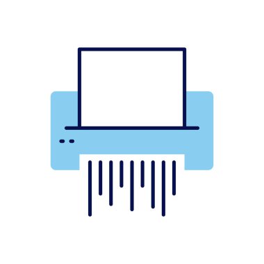 Kağıt Parçalayıcısı ilgili vektör simgesi. Beyaz arka planda izole edilmiş. Vektör illüstrasyonu