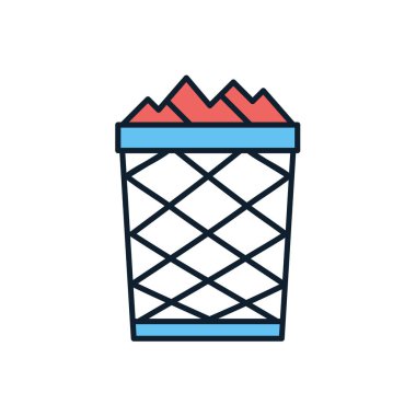 Çöp kutusu bağlantılı vektör simgesi. Beyaz arka planda izole edilmiş. Vektör illüstrasyonu