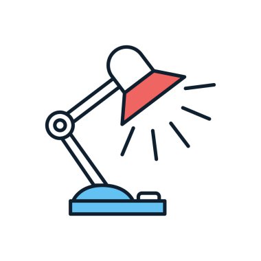 Okuma lambası ilgili vektör simgesi. Beyaz arka planda izole edilmiş. Vektör illüstrasyonu