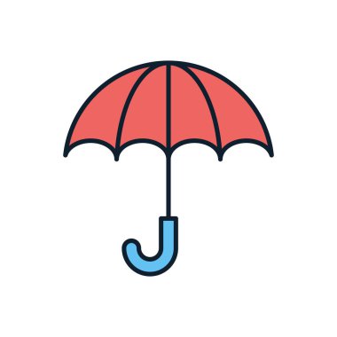 Şemsiyeyle ilgili vektör simgesi. Beyaz arka planda izole edilmiş. Vektör illüstrasyonu