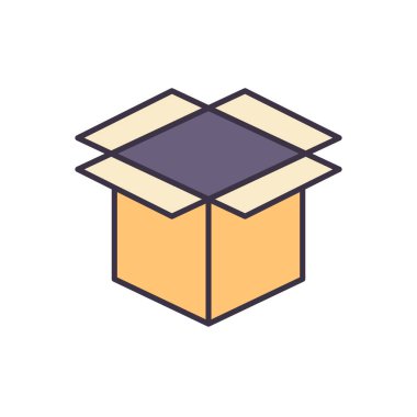 Kutuyla ilgili vektör simgesi. Beyaz arka planda izole edilmiş. Vektör illüstrasyonu