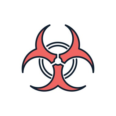 Biyolojik Tehlike bağlantılı vektör çizgisi simgesi. Biyolojik tehlike. Beyaz arka planda izole edilmiş. Vektör çizimi. Düzenlenebilir vuruş