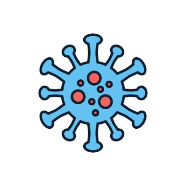 Coronavirus COVID 19 ilgili vektör simgesi. Coronavirus işareti. Virüs beyaz arka planda izole edilmiş. Düzenlenebilir vektör illüstrasyonu