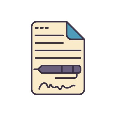 Kontratla ilgili vektör simgesi. Beyaz arka planda izole edilmiş. Vektör illüstrasyonu