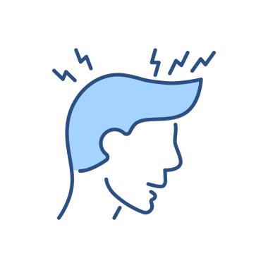 Vücut ısısıyla ilgili vektör simgesi. İnsan kafası ve yüksek sıcaklık termometresi. Yüksek sıcaklık işareti. Beyaz arka planda izole edilmiş. Düzenlenebilir vektör illüstrasyonu