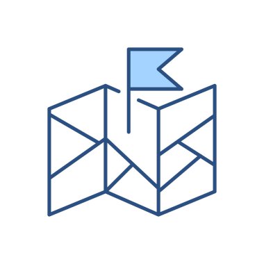 Bayrak bağlantılı vektör simgesi haritası. Beyaz arka planda izole edilmiş. Vektör illüstrasyonu