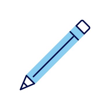 Kalemle ilgili vektör simgesi. Beyaz arka planda izole edilmiş. Vektör illüstrasyonu