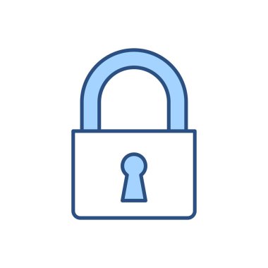 Asma kilit bağlantılı vektör simgesi. Beyaz arka planda izole edilmiş. Vektör illüstrasyonu