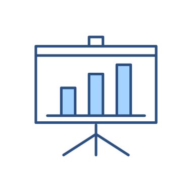 Sunum Billboard ilgili vektör simgesi. Beyaz arka planda izole edilmiş. Vektör illüstrasyonu