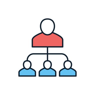 Organizasyon bağlantılı vektör simgesi. Beyaz arka planda izole edilmiş. Vektör illüstrasyonu