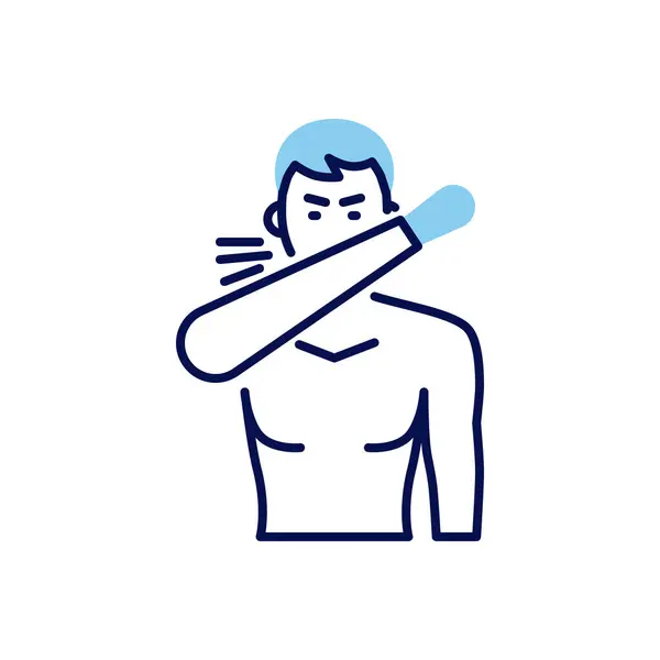 咳関連のベクトルアイコン 男は手の平で咳をする 白い背景に隔離されている カウサインだ 編集可能なベクトル図 — ストックベクタ