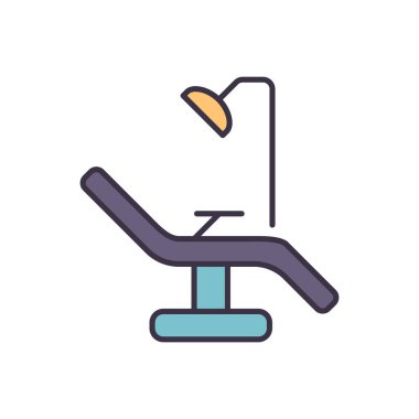 Diş hekimi İlgili Vektör Simgesi. Diş Sandalyesi tabelası. Beyaz Arkaplanda İzole Edilmiş