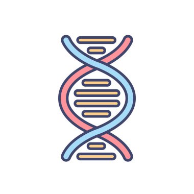 DNA bağlantılı vektör çizgisi simgesi. DNA sarmal doğrusal simgesi. Deoksiribonükleik, nükleik asit yapısı. Kromozom. Moleküler biyoloji. Genetik kod. Beyaz arka planda izole edilmiş. Vektör çizimi. Düzenlenebilir vuruş