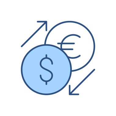 Döviz Borsası ilgili vektör simgesi. Beyaz arka planda izole edilmiş. Vektör illüstrasyonu