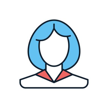 Çalışan Kadın vektör ikonu. Beyaz arka planda izole edilmiş. Vektör illüstrasyonu