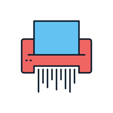 Kağıt Parçalayıcısı ilgili vektör simgesi. Beyaz arka planda izole edilmiş. Vektör illüstrasyonu