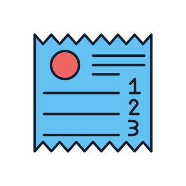 Satış makbuzu ilgili vektör simgesi. Beyaz arka planda izole edilmiş. Vektör illüstrasyonu