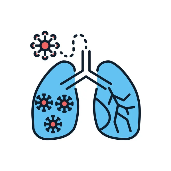 肺感染関連のベクターアイコン 内部感染症と肺 肺感染症の兆候 白い背景に隔離されている 編集可能なベクトル図 — ストックベクタ