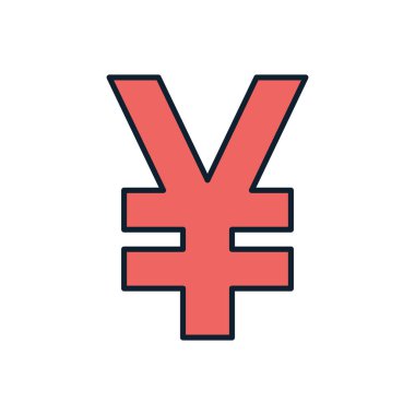 Yen bağlantılı vektör simgesi. Beyaz arka planda izole edilmiş. Vektör illüstrasyonu