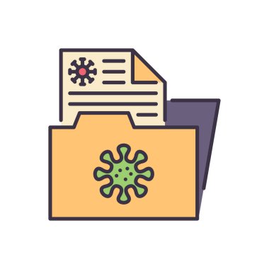 Virüsle ilgili bilgi vektör simgesi. Virüs Bilgileri Dizini. Virüs bilgi işareti. Beyaz arka planda izole edilmiş. Düzenlenebilir vektör illüstrasyonu