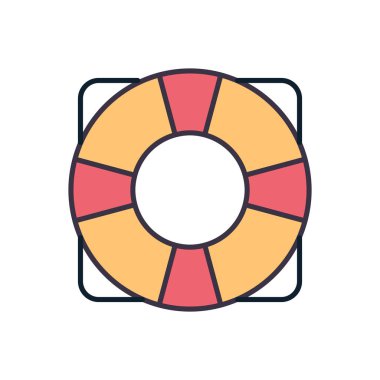 Lifebuoy bağlantılı vektör simgesi. Beyaz arka planda izole edilmiş. Vektör illüstrasyonu