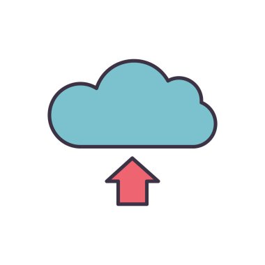 Bulut Depolama ile ilgili vektör simgesi. Beyaz arka planda izole edilmiş. Vektör illüstrasyonu