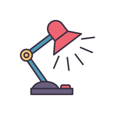 Okuma lambası ilgili vektör simgesi. Beyaz arka planda izole edilmiş. Vektör illüstrasyonu