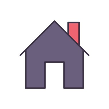 Ev ile ilgili vektör simgesi. Beyaz arka planda izole edilmiş. Vektör illüstrasyonu