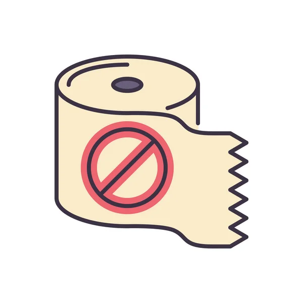 Векторный Значок Туалетной Бумаги Туалетная Бумага Запрещающим Знаком Изолированный Белом — стоковый вектор