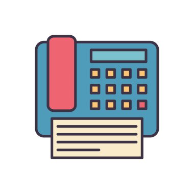 Faksla ilgili vektör simgesi. Beyaz arka planda izole edilmiş. Vektör illüstrasyonu