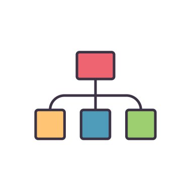Organizasyon Düz vektör simgesi beyaz arkaplanda izole edildi. Düzenlenebilir EPS dosyası. Vektör illüstrasyonu