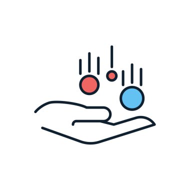 El ile ilgili vektör simgesi. Beyaz arka planda izole edilmiş. Vektör illüstrasyonu