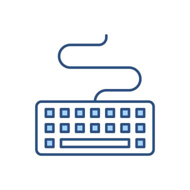 Klavye bağlantılı vektör simgesi. Beyaz arka planda izole edilmiş. Vektör illüstrasyonu