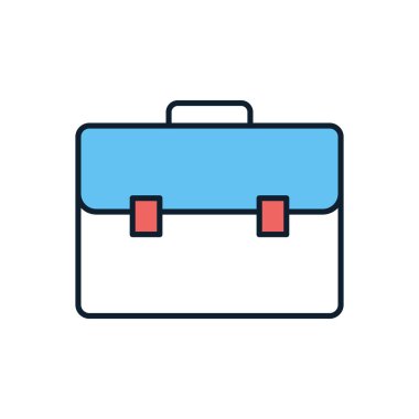 Evrak çantası bağlantılı vektör simgesi. Beyaz arka planda izole edilmiş. Vektör illüstrasyonu