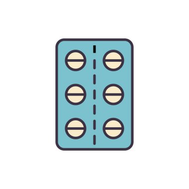 Haplarla ilgili vektör çizgisi ikonu. Haplar doğrusal ikon. Eczacılık ürünleri. Kişisel sağlık hizmetleri için vitamin. Aspirinli kapsüller. Beyaz arka planda izole edilmiş. Vektör çizimi. Düzenlenebilir vuruş