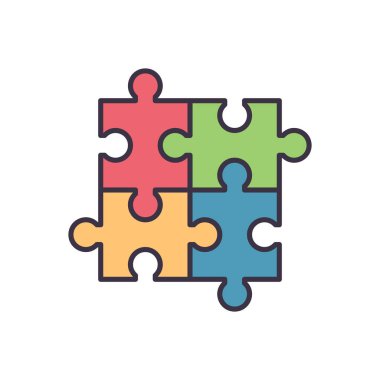 Bulmaca bağlantılı vektör simgesi. Beyaz arka planda izole edilmiş. Vektör illüstrasyonu