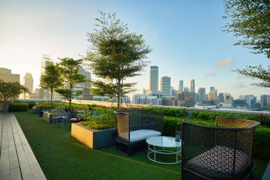 SINGAPORE - CIRCA JANUARY, 2020: Sabahleyin Mercure Singapur Bugis 'ten görüntü