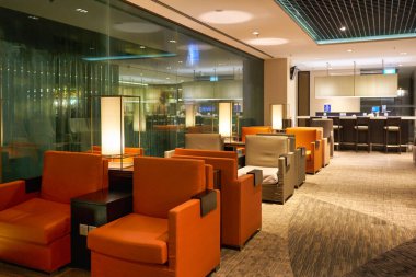 SINGAPORE - CIRCA JANUARY, 2020: Singapur Changi Havaalanı 'ndaki Dnata Lounge' un iç çekimi.